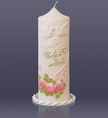свеча свадебная-средняя &amp;lt;С голубями&amp;gt; (розовая)