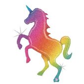B 54&quot;/135 см Единорог радужный Голография / Glitter Rainbow Unicorn
